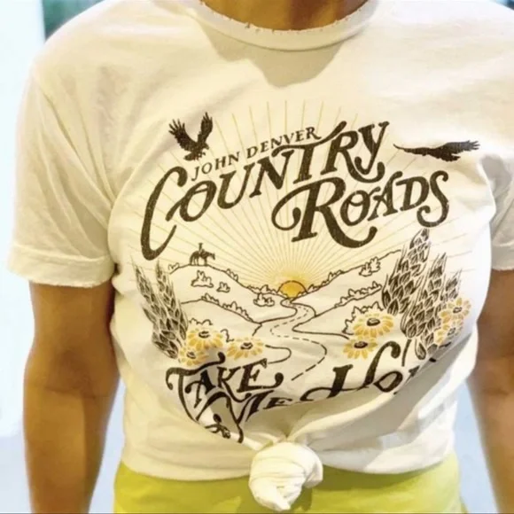 John Denver Country Roads Take Me Home Soft Cotton Graphic Tee - Picture 3 of 4